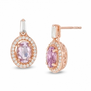 Серьги из серебра 925 пробы с аметистом и белым сапфиром