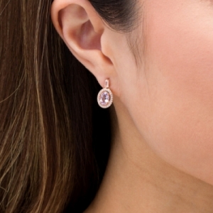 Серьги из серебра 925 пробы с аметистом и белым сапфиром