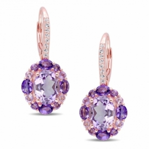 Серьги из серебра 925 пробы с аметистом и белым сапфиром