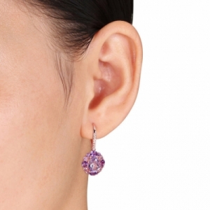 Серьги из серебра 925 пробы с аметистом и белым сапфиром