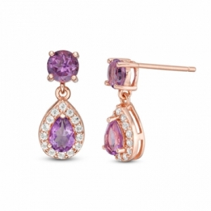 Серьги из серебра 925 пробы с аметистом и белым топазом