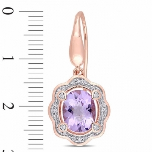 Серьги из серебра 925 пробы с аметистом и бриллиантом