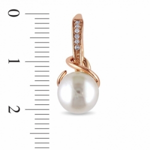 Серьги из серебра 925 пробы с белым жемчугом и бриллиантом
