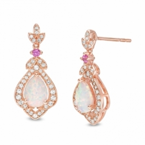 Серьги из серебра 925 пробы с опалом и сапфирами