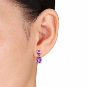 Серьги из серебра 925 пробы с аметистом