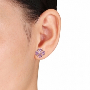 Серьги из серебра 925 пробы с аметистом
