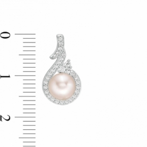 Серьги из серебра с жемчугом и белым сапфиром