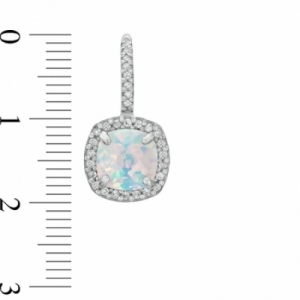Серьги из серебра с опалом и белым сапфиром