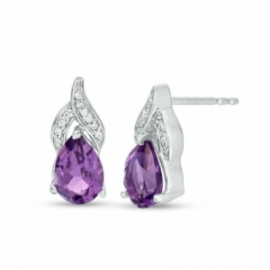 Серьги из серебра с аметистом и бриллиантом