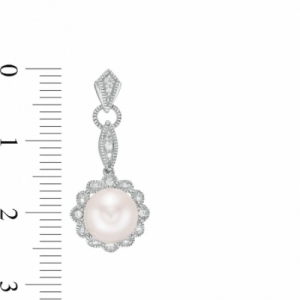 Серьги из серебра с белым жемчугом и бриллиантом