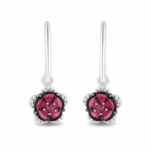 Серьги из серебра с гранатом и бриллиантами