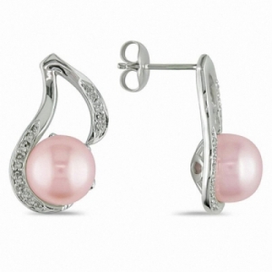 Серьги из серебра с жемчугом и бриллиантами