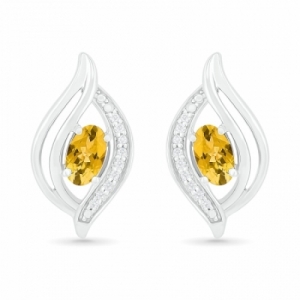 Серьги из серебра с цитрином и бриллиантами