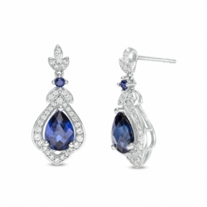 Серьги из серебра с сапфирами