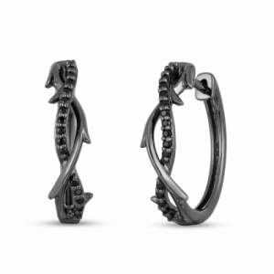 Серьги из серебра с черным бриллиантом