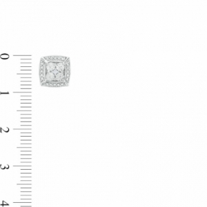 Серьги-гвоздики из серебра квадратной формы  с бриллиантом