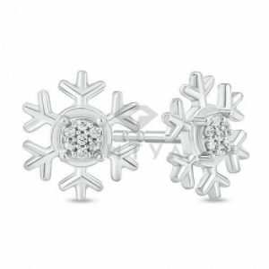 Серьги-гвоздики "Снежинки" с бриллиантами