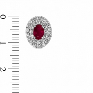Серьги-гвоздики из белого золота 585 пробы с рубином и бриллиантами