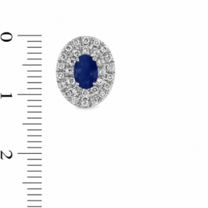 Серьги-гвоздики из белого золота 585 пробы с сапфиром и бриллиантами