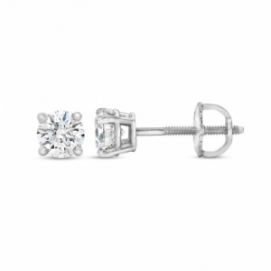 Серьги-гвоздики из белого золота 585 пробы с бриллиантом