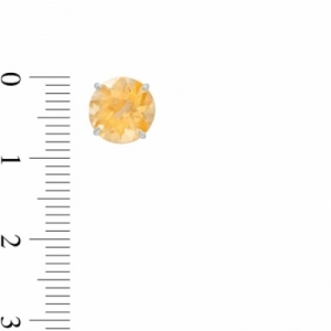 Серьги-гвоздики из белого золота 585 пробы с цитрином