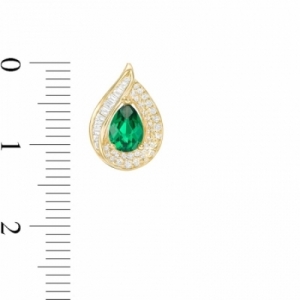 Серьги-гвоздики из серебра 925 пробы с изумрудом и белым сапфиром
