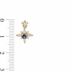 Серьги из желтого золота 585 пробы с сапфиром и бриллиантами