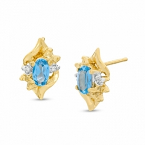Серьги-гвоздики из желтого золота 585 пробы с Swarovski Zirconia и бриллиантами