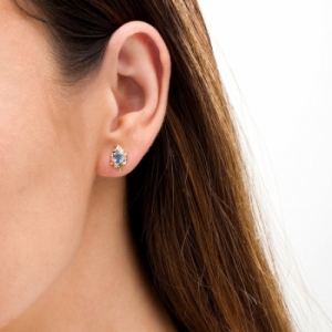 Серьги-гвоздики из желтого золота 585 пробы с Swarovski Zirconia и бриллиантами