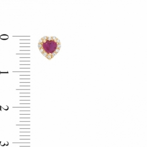 Серьги-гвоздики из желтого золота 585 пробы с рубином и Swarovski Zirconia