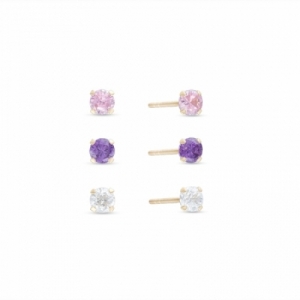 Серьги-гвоздики из желтого золота 585 пробы с Swarovski Zirconia