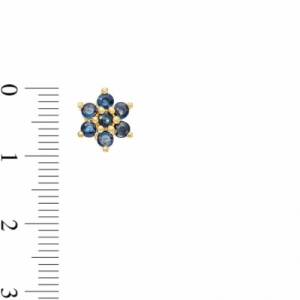 Серьги-гвоздики из желтого золота 585 пробы с сапфиром