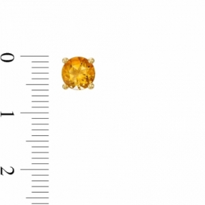Серьги-гвоздики из желтого золота 585 пробы с цитрином