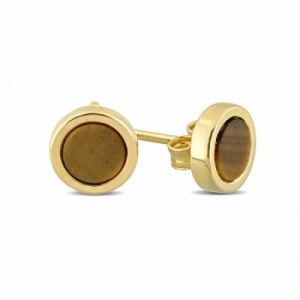 Серьги-гвоздики из серебра 925 пробы с тигровым глазом
