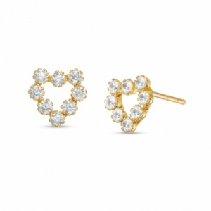 Серьги-гвоздики из желтого золота 585 пробы с Swarovski Zirconia