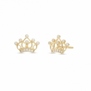 Серьги-гвоздики из желтого золота 585 пробы с Swarovski Zirconia