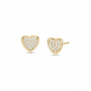 Серьги-гвоздики из желтого золота 585 пробы с Swarovski Zirconia