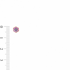 Серьги-гвоздики из желтого золота 585 пробы с эмалью