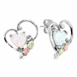 Серьги-гвоздики из серебра 925 пробы с опалом