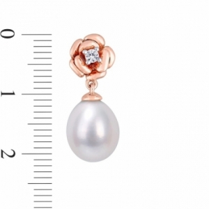 Серьги-гвоздики из серебра 925 пробы с жемчугом и белым сапфиром