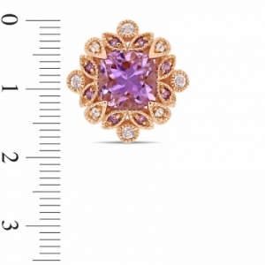 Серьги-гвоздики из серебра 925 пробы с аметистом, белыми топазами и сапфирами
