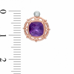 Серьги-гвоздики из красного золота 585 пробы с аметистом