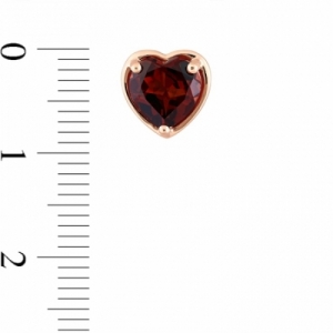 Серьги-гвоздики из красного золота 585 пробы с гранатом