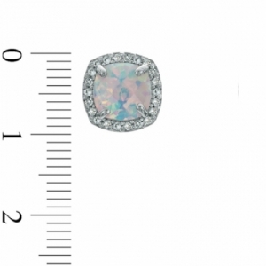 Серьги-гвоздики из серебра с опалом и белым сапфиром