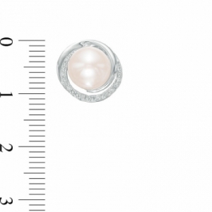 Серьги-гвоздики из серебра с белым жемчугом и бриллиантом