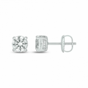 Серьги-гвоздики из серебра с белым сапфиром и бриллиантом
