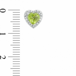 Серьги-гвоздики из серебра с перидотом и бриллиантами