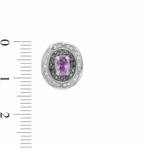 Серьги-гвоздики из серебра с аметистоми бриллиантами