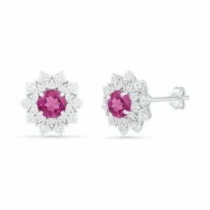 Серьги-гвоздики из серебра с сапфирами
