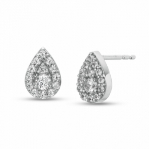 Серьги-гвоздики из серебра с белым сапфиром